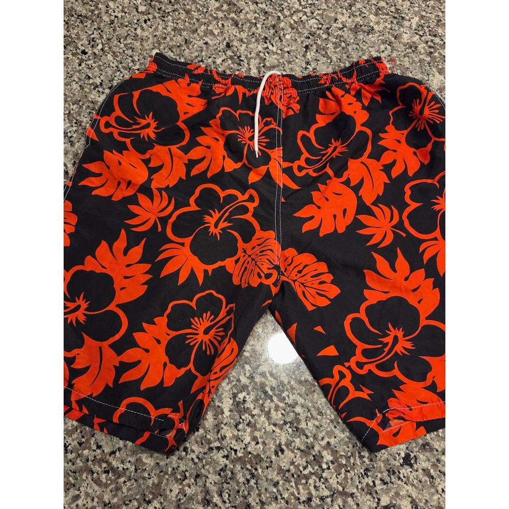 Banana Split USA Mens XL Swim Trunks Red Black Hibiscus Floral Mesh Board Shorts
